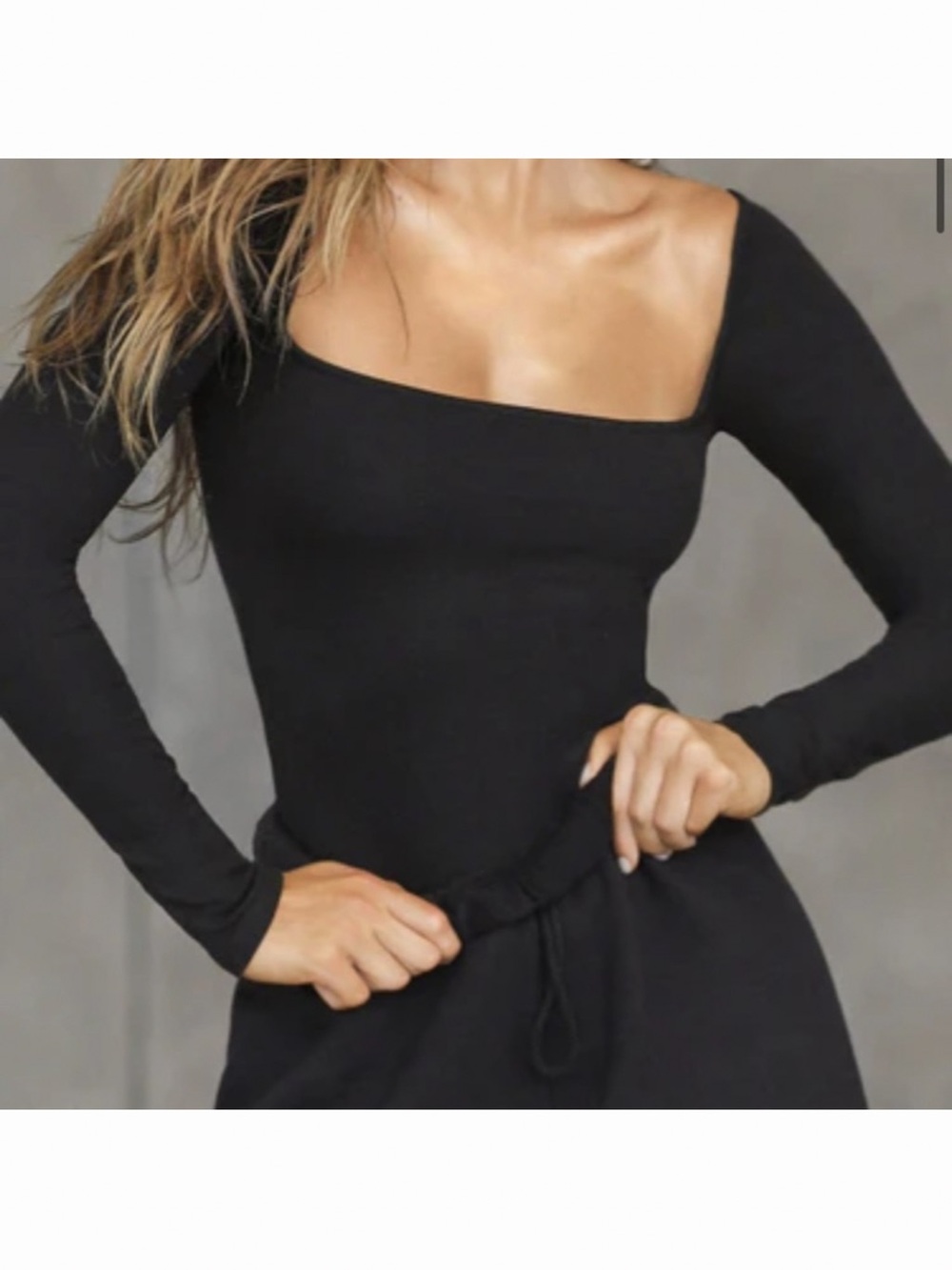Joah Brown Black Asymmetric One-Shoulder Long Sleeve Top